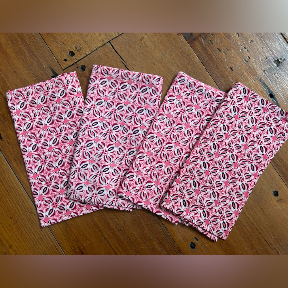 Set of 6 Napkins, Pink Patterned‎ Cotton Napkins 6,
20” square